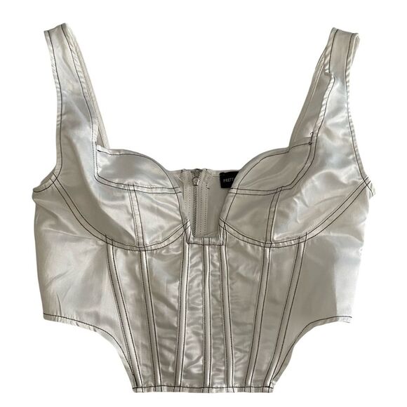 PrettyLittleThing Bustier Crop Top White Size 6 - Picture 1 of 4